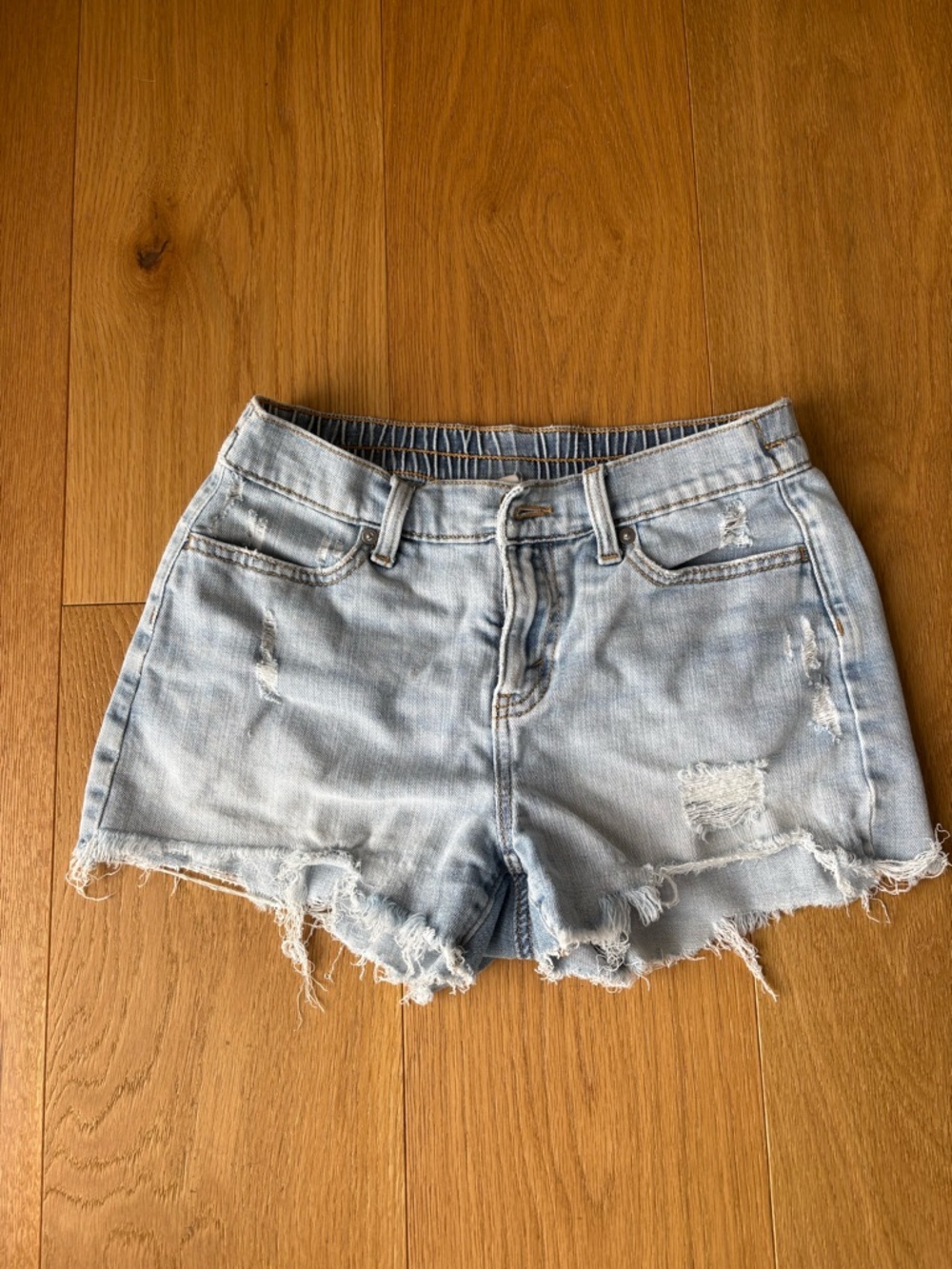 aerie Light Blue Distressed Denim Jean Shorts